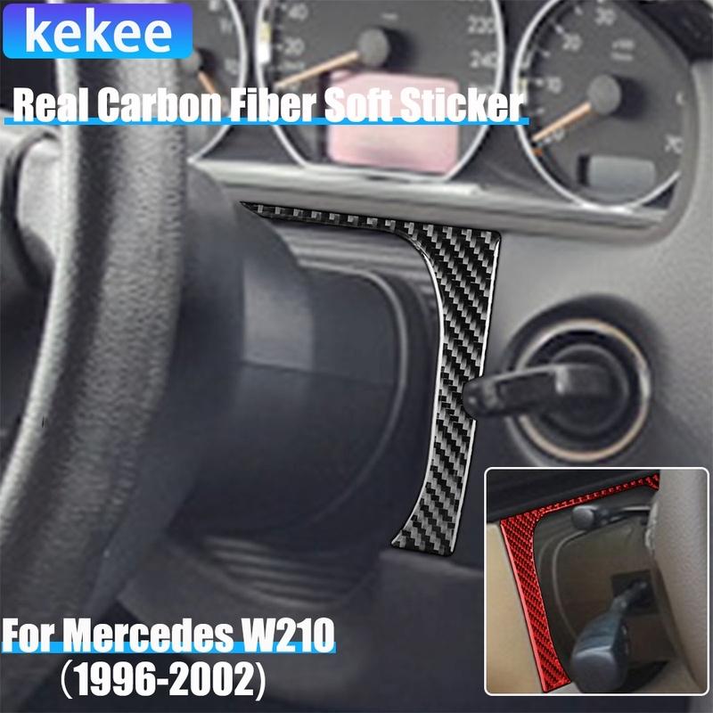 Carbon Fiber Car Accessories Driver Wheel Frame Cover Soft Sticker For Mercedes W210 E Class 1996 1997 1998 1999 2000 2001 2002