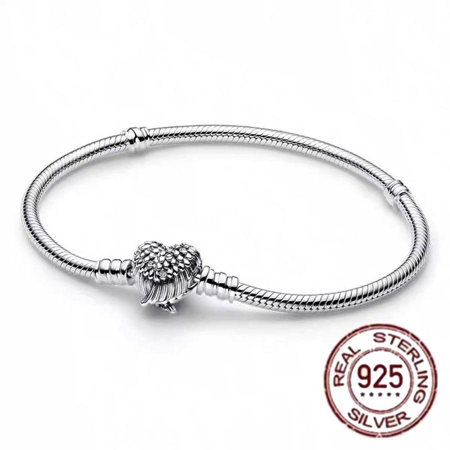 Best-selling 925 Sterling Silver Heart-shaped Crown Snake Bone Chain, Perfect for the Original DlY Bracelet! Ladies' Birthday Fa