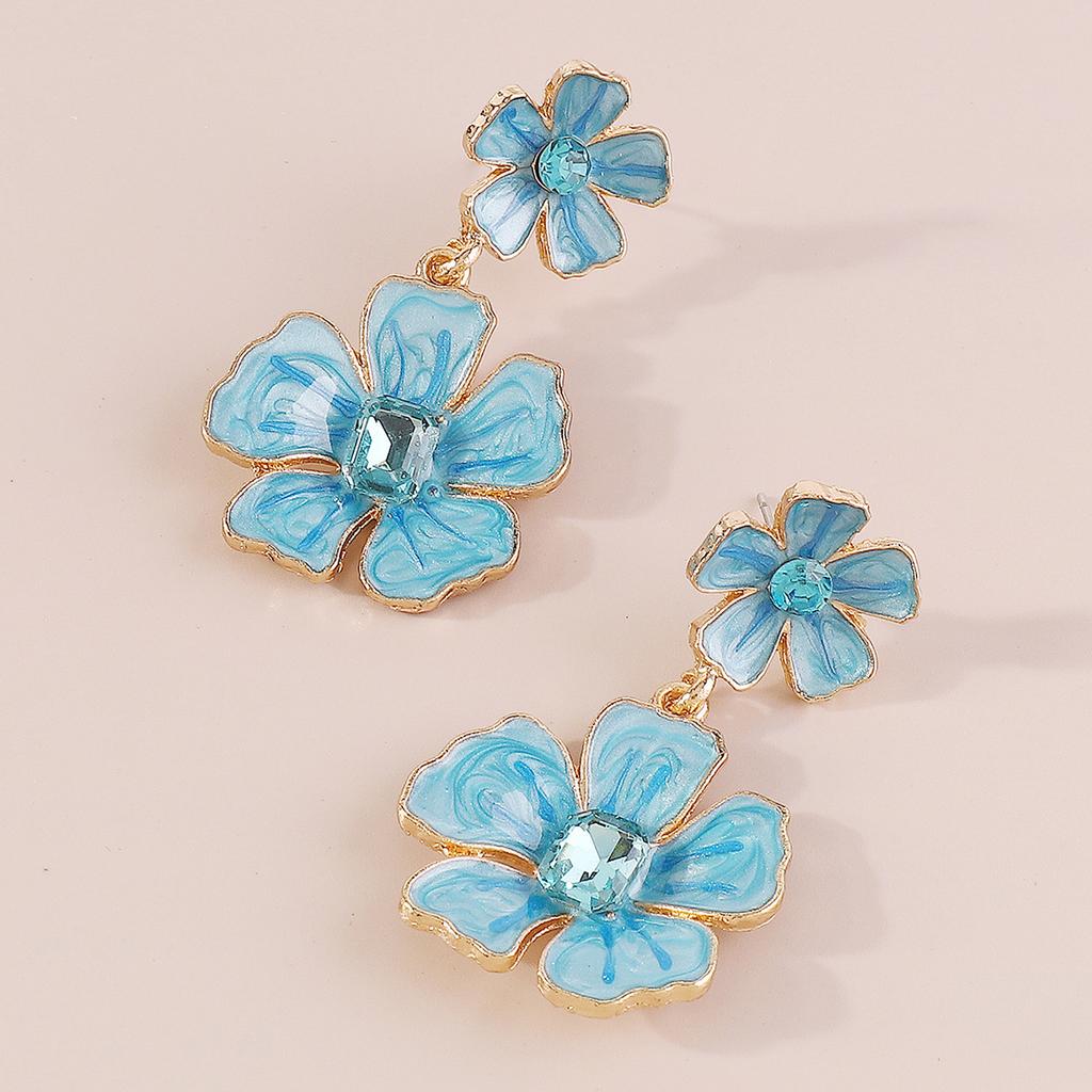 Simplistic and Cute Flower Oil Drop Earrings - Light and Comfortable Accessories
