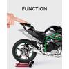 Diecast Spray 1/6 Kawasaki H2R Alloy Racing Motorcycle Model Sound and Light Bootable Motorbike Toy Birthday Gift for Boyfriend
