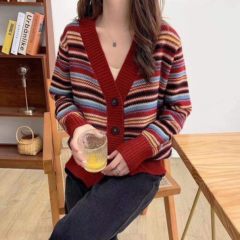 Autumn Early Fall Short Section Knit Cardigan Ladies Sweater Jacket Female Autumn and Winter Women's Clothing Comfortable Versatile and Fashionable