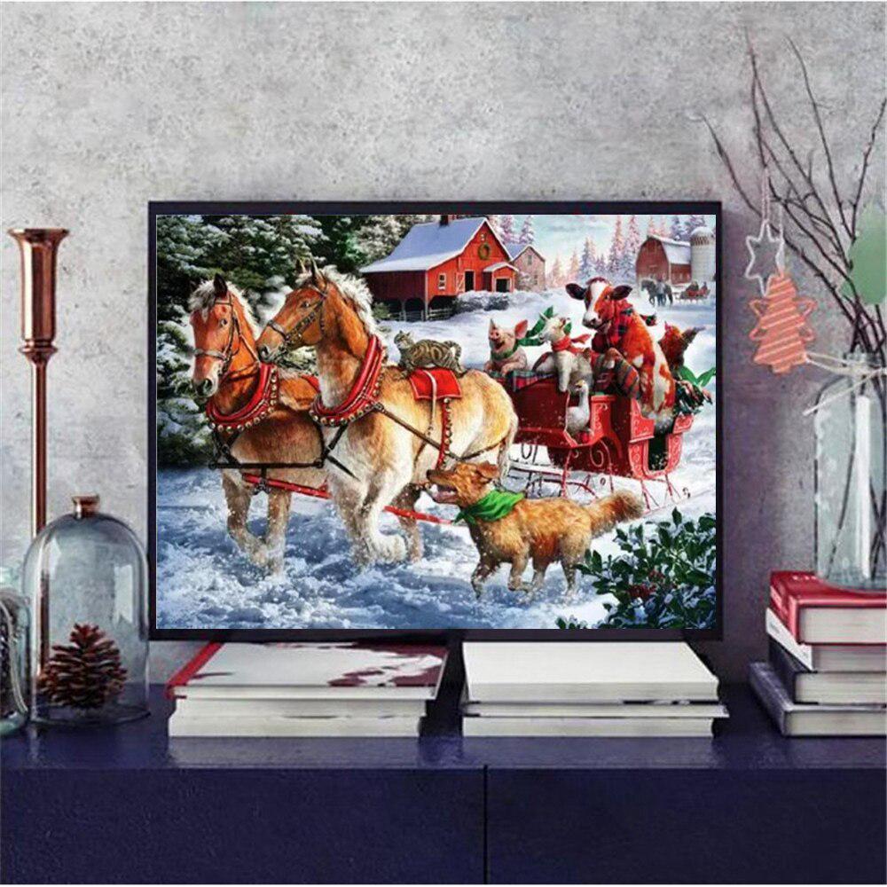 Diamond Painting Horse Full Square Round Craft Kit Art Diamond Embroidery Animal Mosaic Winter Rhinestones Kit Home Decor