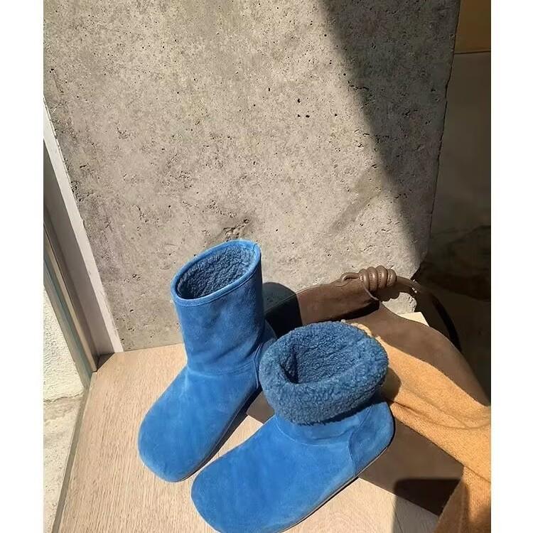 Women's Large Size Soft Sole Heightening Winter Warm Fur One Anti-slip Snow Boots Plush Lined Ankle Boots Outdoor Sports Cotton Boots