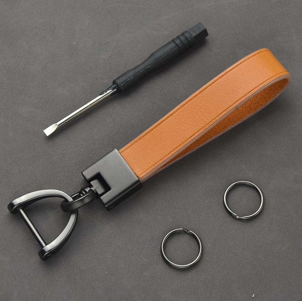 

Customized LOGO Keychain Blank Leather Head Layer Cowhide Laser Engrave Car Keyring Personalized Key Chains Commercial AffaiGift No Logo коричневий