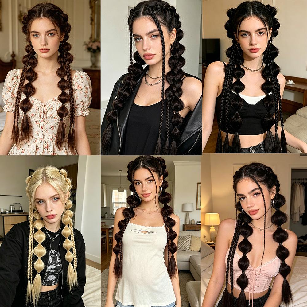 Tibetan Style Braided Ponytail - Bubble & Boxing Braid Hair Accessories