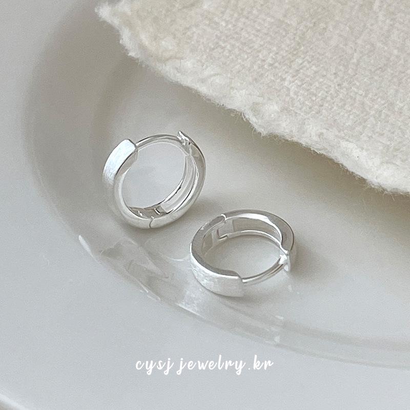 Cui Yan S925 Silver Korean Frosted Hoop Ear Cuffs for Women - Simple, Stylish Earring Accessories 925 Sterling Silver