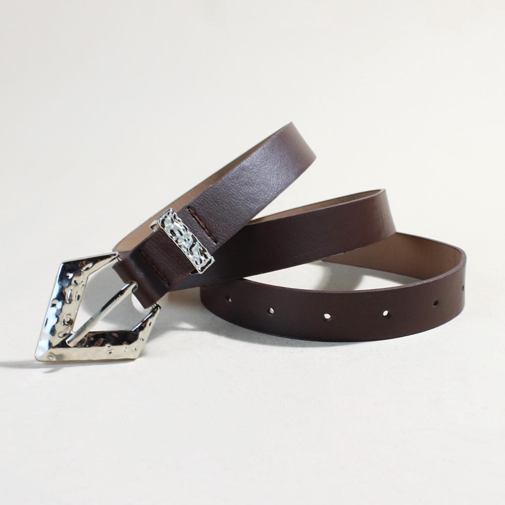 Retro Women'S Belt Simple Trendy Cool Alloy Buckle Belt Women'S Jeans Decorative Belt