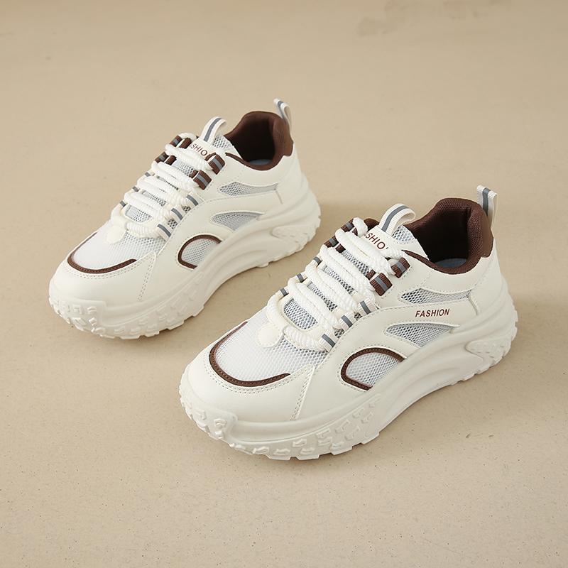 Women's Chunky Platform Sneakers Breathable Mesh Walking Shoes Fashion Casual Sports Ladies Lace Up Trainer Tennis