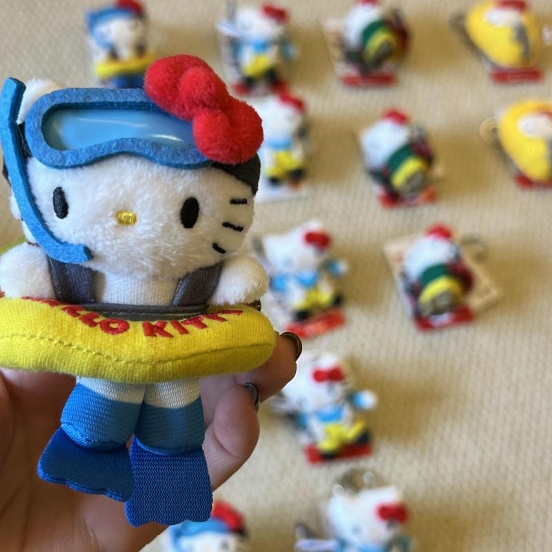 Plush Keychain outdoor diving swimring series Cartoon Hello Kitty Plushies Toys Pendant Cute kuromi Doll Holiday gift