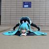 Hatsune Miku Lying Pose Green Hair Black Outfit Collectible Model Anime Figure 15cm Sexy Maid Movable PVC Toy Gift Desk Decor
