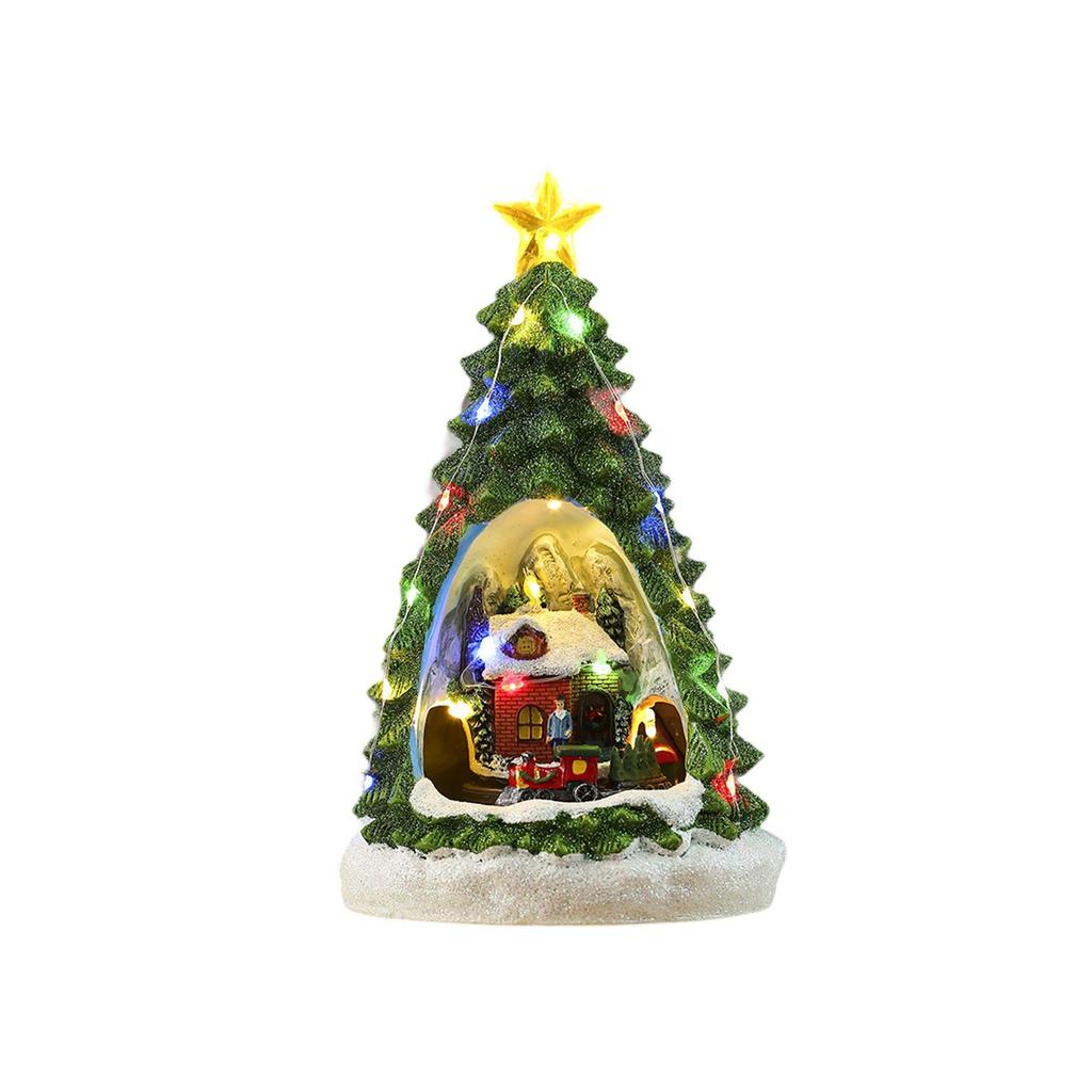 Christmas Music Box Xmas Present Decor Lighted for Tabletop Holiday Home
