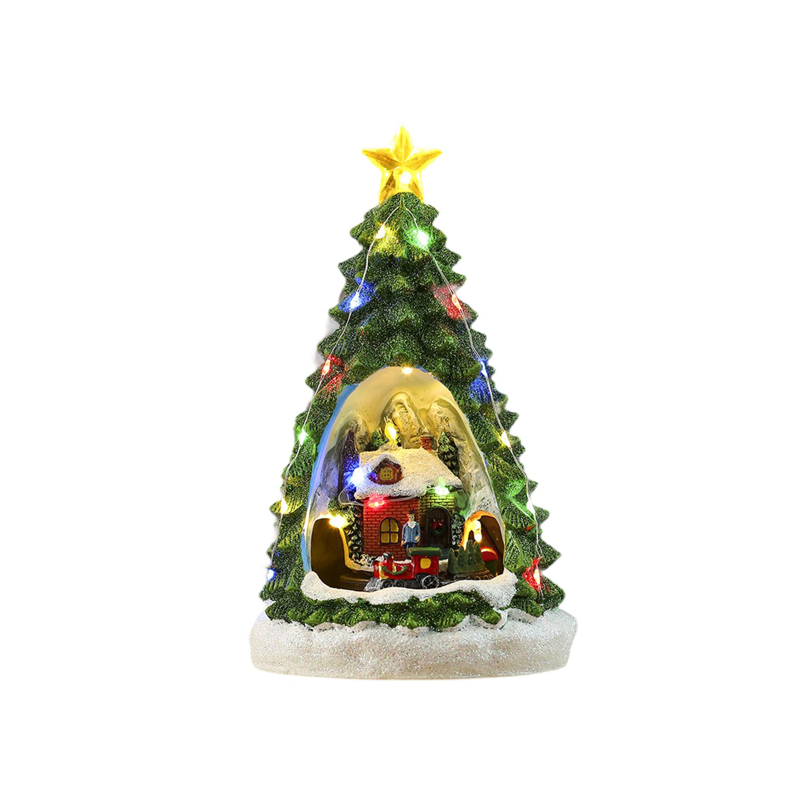 

Christmas Music Box Xmas Present Decor Lighted for Tabletop Holiday Home зелений