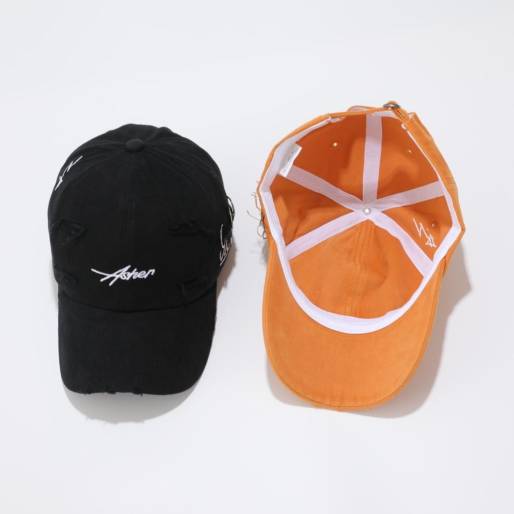Letter Embroidered Baseball Cap Men's American Ripped Soft Top Cap Women's Summer Big Head Circumference Showing Face Small Sunscreen Cap