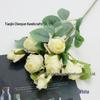 7-Head Snowflake Rose Silk Stem - Soft Decor for Hotel Lobby or Shopping Mall Festive Atmosphere