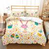 Cartoon Rabbit Duvet Cover Set Twin Queen Colorful Eggs Bedding Set Microfiber Floral Comforter Cover For Girls Boys Easter Gift