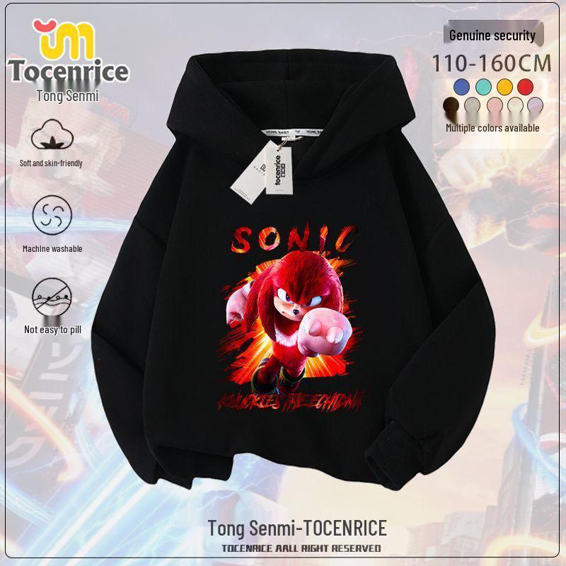 Sonic the Hedgehog Fleece-Lined Kids Hoodie - Trendy Spring/Autumn Jacket for Boys & Girls