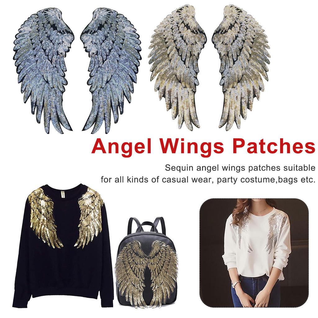 One pair wing sequins applique patch appliques cloth applique DIY garment accessories decorative patch SMTBT005