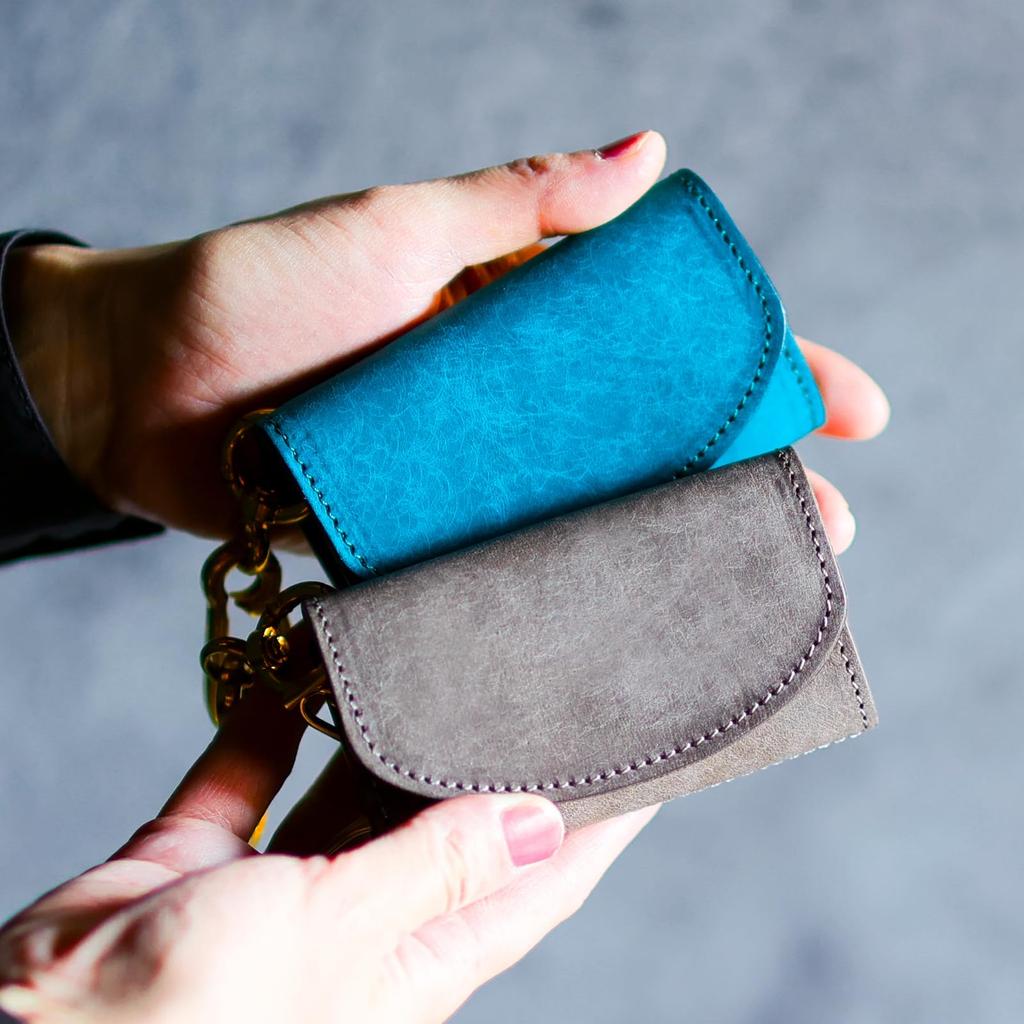 [AURAMU] Made in Japan Carabiner Key Case & Coin Case, Italian Leather Coin Purse, Genuine Leather, Smart Key Compatible Wallet, MARGOT TOTTI Soleil,