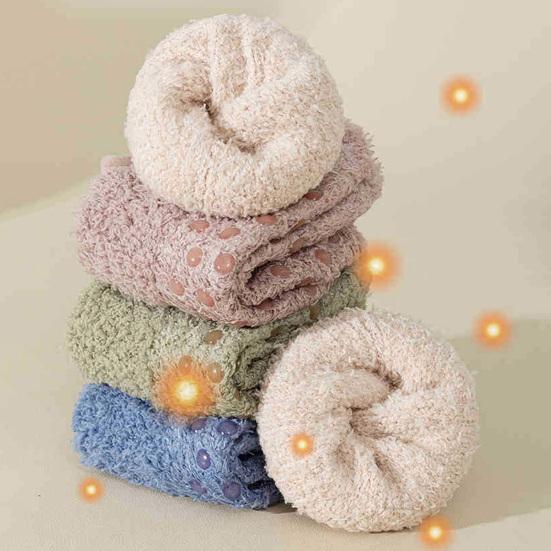 1 Paar Bodensocken Schweißabsorbierend Rutschfest Hochelastische Bündchen Flanellsocken Winter Indoor Warme Knöchelsocken Schuhwerk