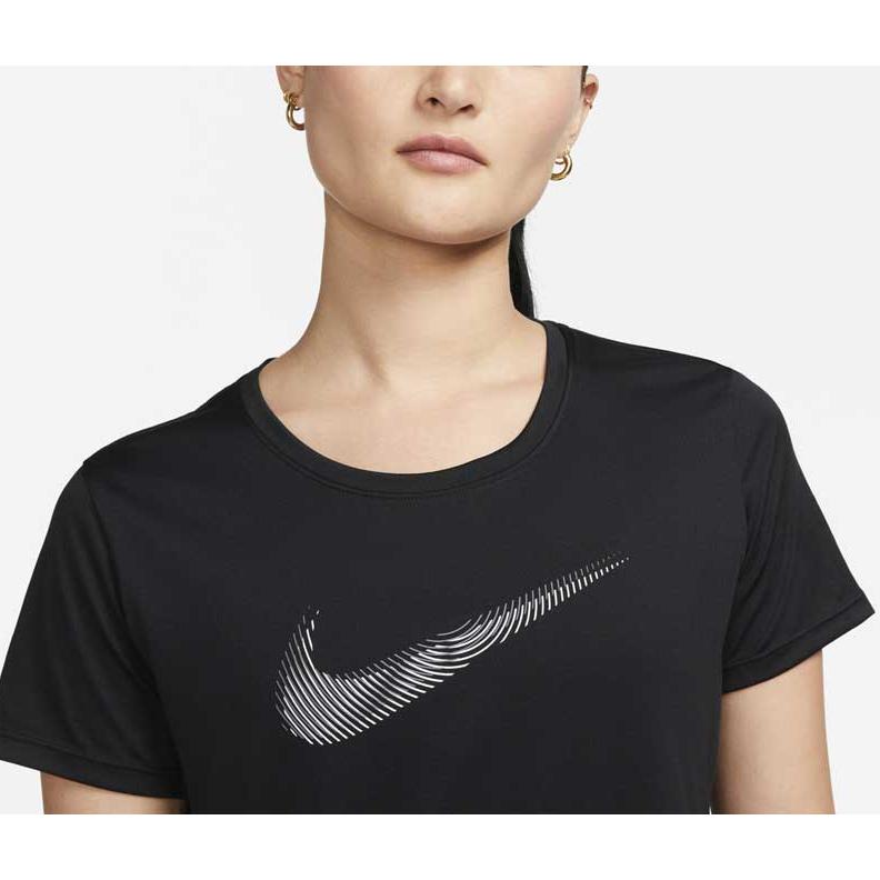 New Nike Dri-FIT Swoosh Women's Short-Sleeve Running Top Black FB4697-010