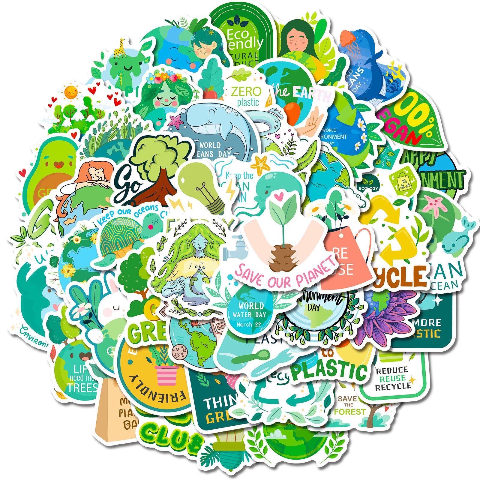 50 Environmental Protection Stickers, Nature Green Public Welfare Publicity Stickers, Protect The Earth Spot