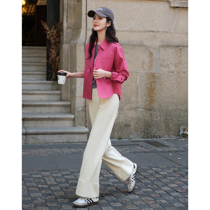 Women s Pure Cotton Retro Dopamine Long Sleeve Blouse M
