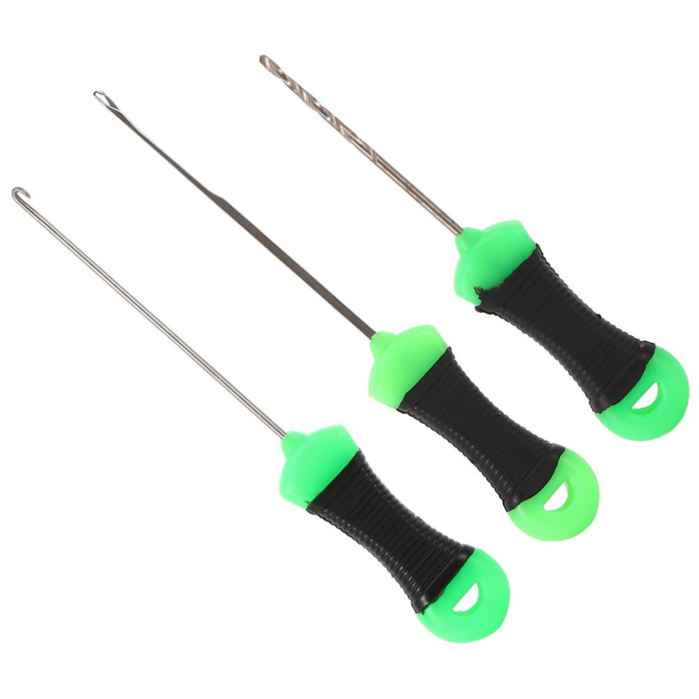 3 Stück Edelstahl Karpfenangeln Köder Nadel Kunststoff Grün Schwarz Runder Griff