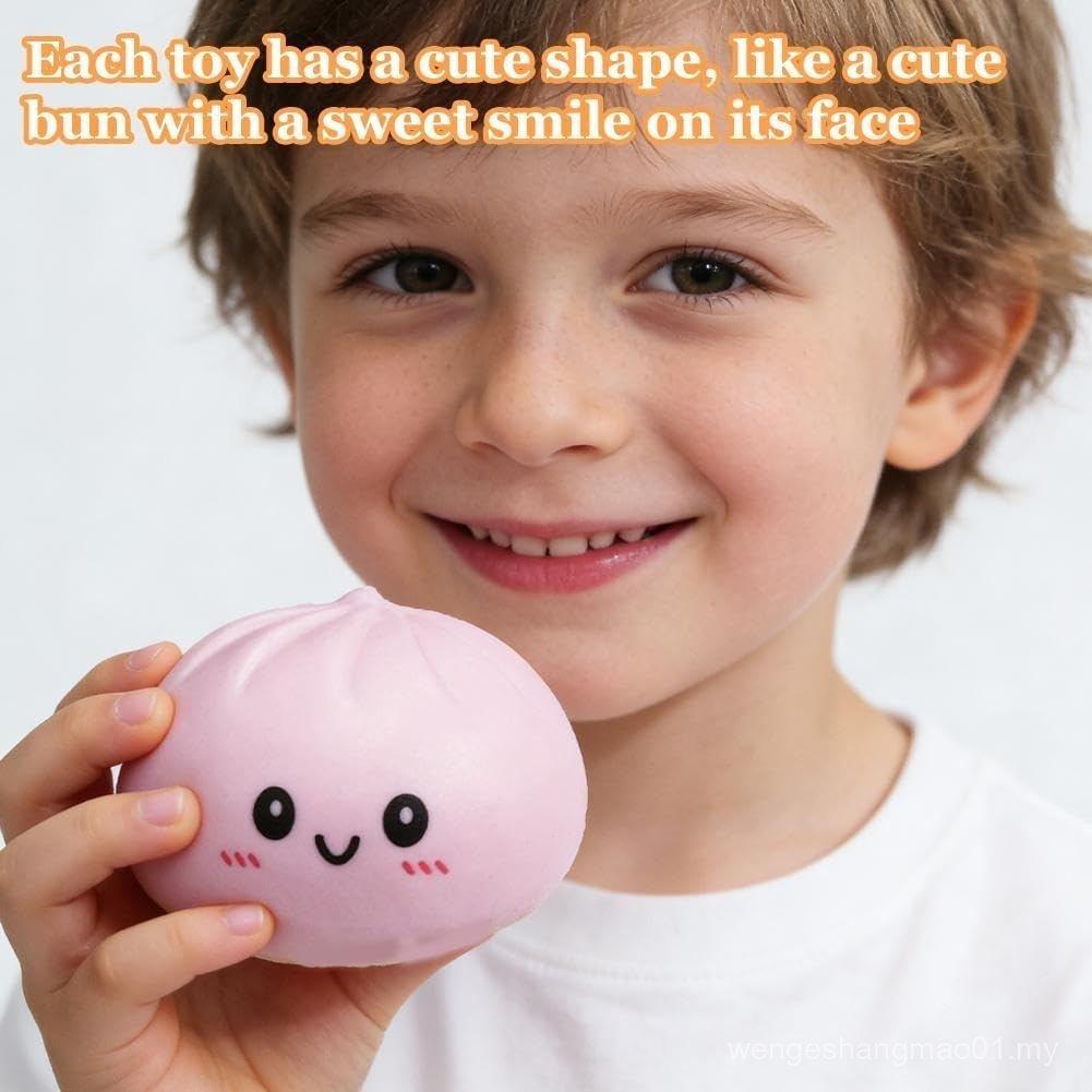 Creative Aesthetic Steamed Bun: Realistic Colorful Dumpling Squeeze Toy with Steamer Box, Office Desk Ornament, Adult Gift