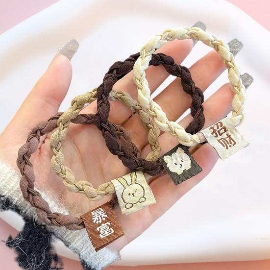 4/5Pcs Hair Ring Stretchy High Elasticity Contrast Color Braided Design Cartoon Women Girls Teens Children Hair Tie Band Rope Ponytail Holder Hair