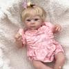 Lifelike 18 Inch Reborn Babies Doll Bettie Soft Cloth Body Cotton Stuffed Simulation Doll with Short Gold Hair Lovely Newborn Dolls for Kids Xmas Gift