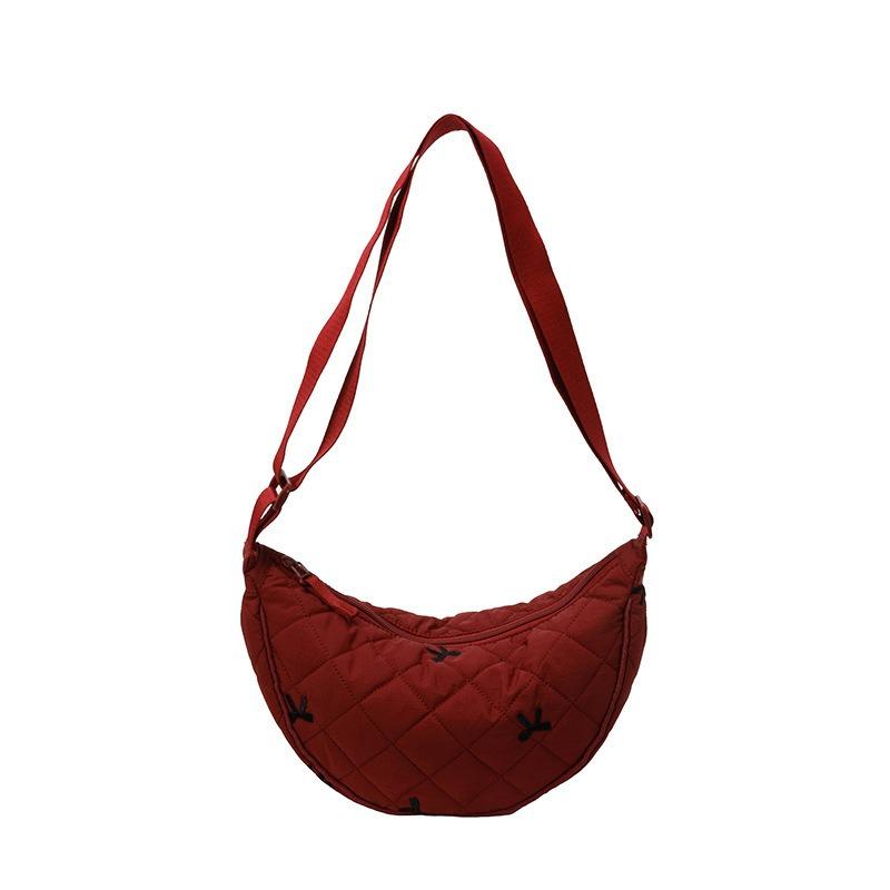 

Сумка кроссбоди женская большой вместимости модная нишевая нейлоновая сумка для поездок на работу, универсальная, премиальная, на плечо, сумка-пельмень красный