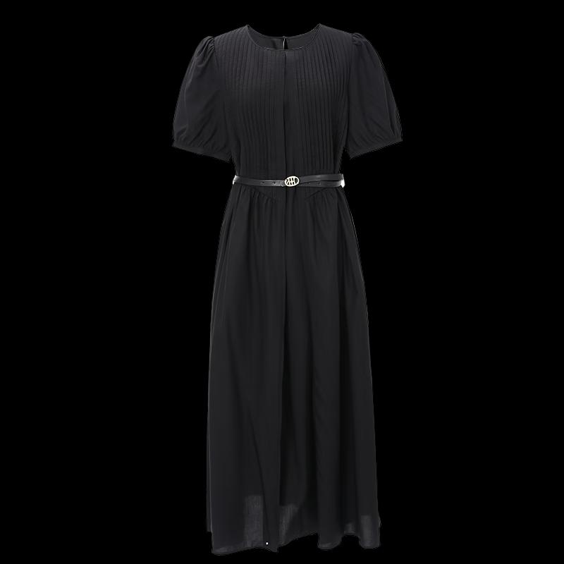 Shetu Round Neck Short Sleeve Mid-length Dress