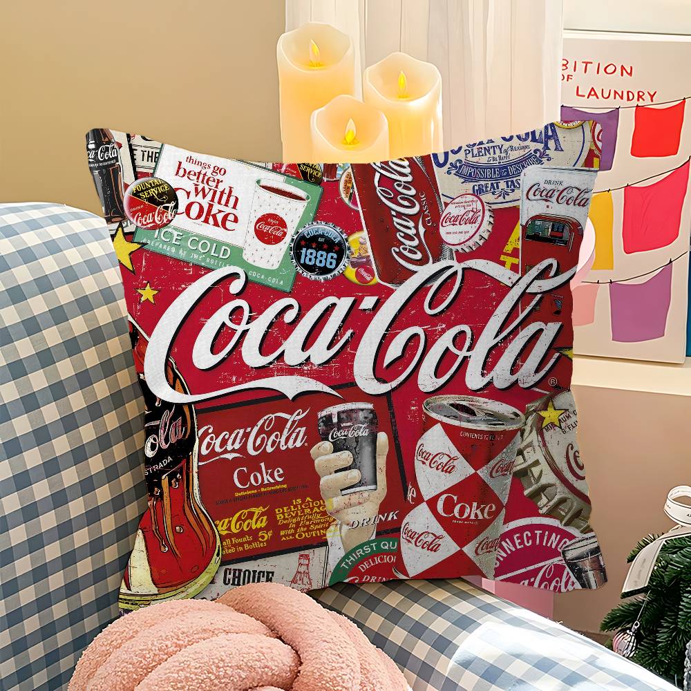 C-Coca Logo C-Colas Kissenbezug Für Schlafzimmer Zimmer Und Wohnzimmer Sofa Dekokissenbezug
