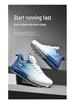 Men's Flyknit Mesh Running Shoes, Size 48, Air Cushion, Shock Absorbing, Breathable Sneakers
