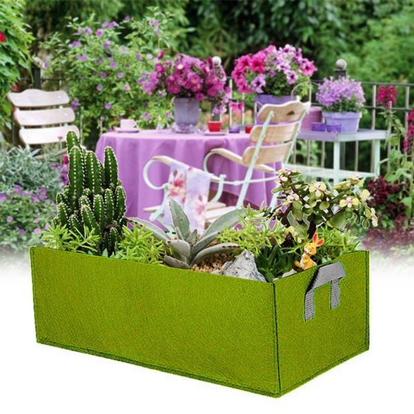 1/2/3 PCS Planting Grow Bag Rectangle Plant Bed Elevated Vegetable Box Fabric Garden Bed Breathable Planting Container Grow Bag Planter Pot