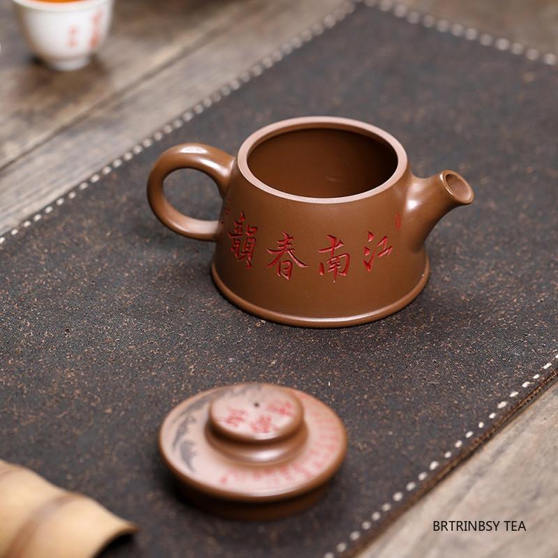 Tradition Yixing Handmade Purple Clay Teapot Chinese Hand-carved Landscape Tea Pot Beauty Tea Infuser Kettle Zisha Tea Set 180ml