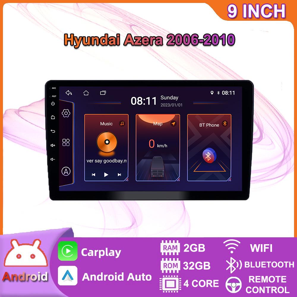 

Автомобильное радио для Hyundai Azera 2006-2010, 2 Din, 9 дюймов, Carplay, Android, автомобильный мультимедийный плеер, GPS-навигационная система, головное устройство, стерео 2+32GB