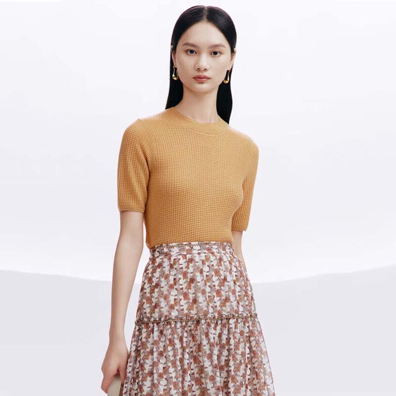 

JESSIE Women s Slim Waffle Knit Short Sleeve Sweater XL