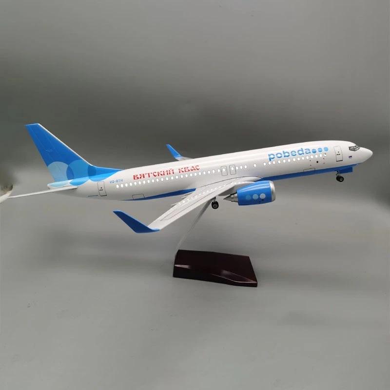 47cm 1:85 Scale Model Russian Victory Airlines Boeing 737 Airplane Airways Diecast Resin Aircraft Office Decor Display Gift