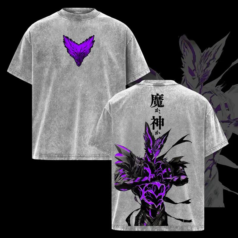 

Anime ONE PUNCH-MAN Garou Printed Tee Men Women Washed Cotton T-shirts Short Sleeve Vintage T Shirt Harajuku Oversized Tshirt XXL сірий колір