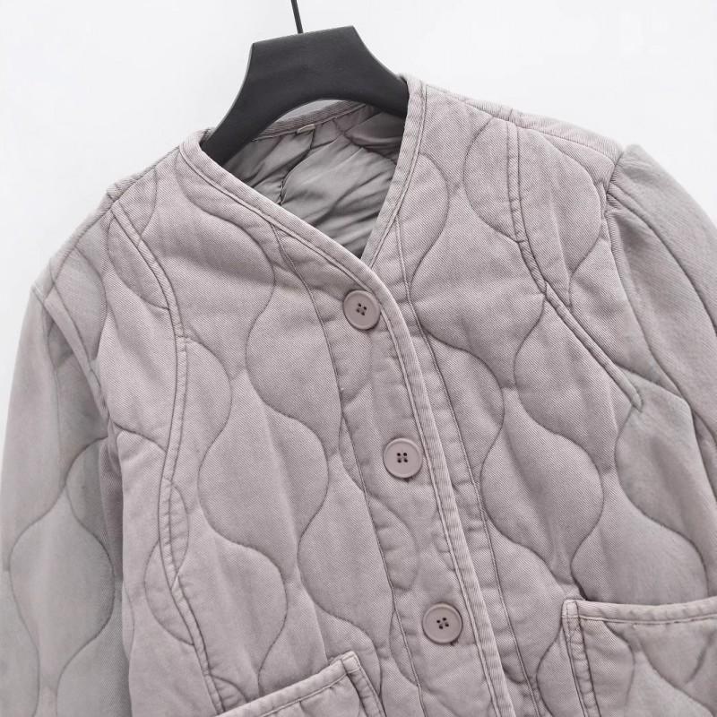 Womens Oversized V-Neck Cotton Blend Coat With Front Pockets Single-Breasted Long Sleeve Fall Winter Outerwear