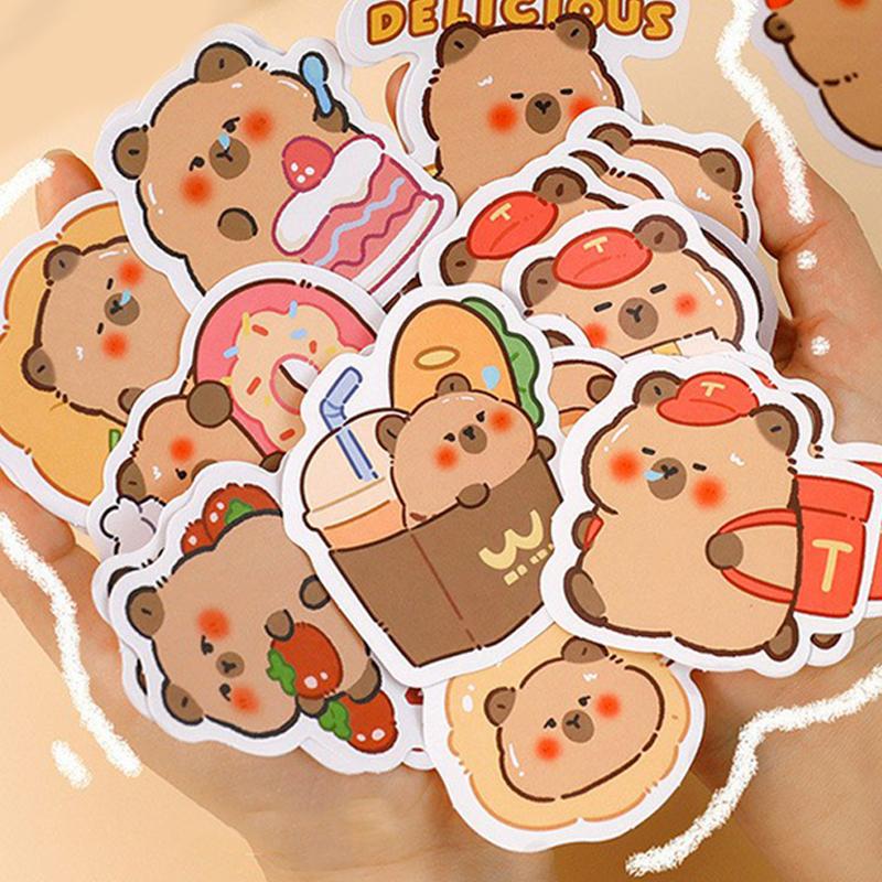 30Sheets Creative Funny Capybara Stickers Toy Kawaii Fashion Stickers Diy Cartoon Lovely Capybara Stickers Children Gifts