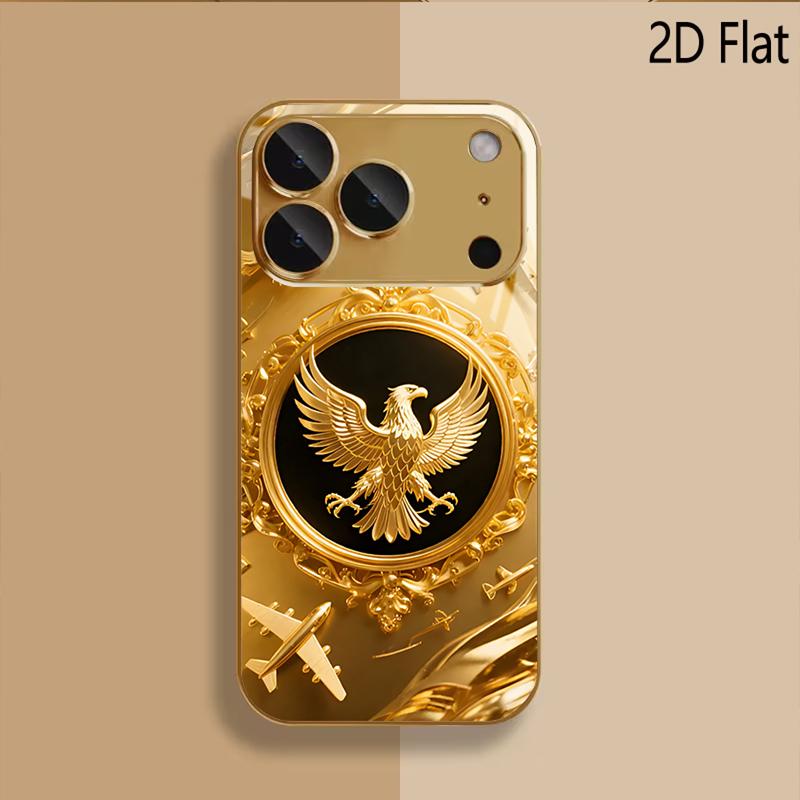 Golden Wing Patterned tempered glass design for iPhone16 17 Pro Max 15 14 13 12 11 ProMax Phone Case Camera Cover Shockproof H