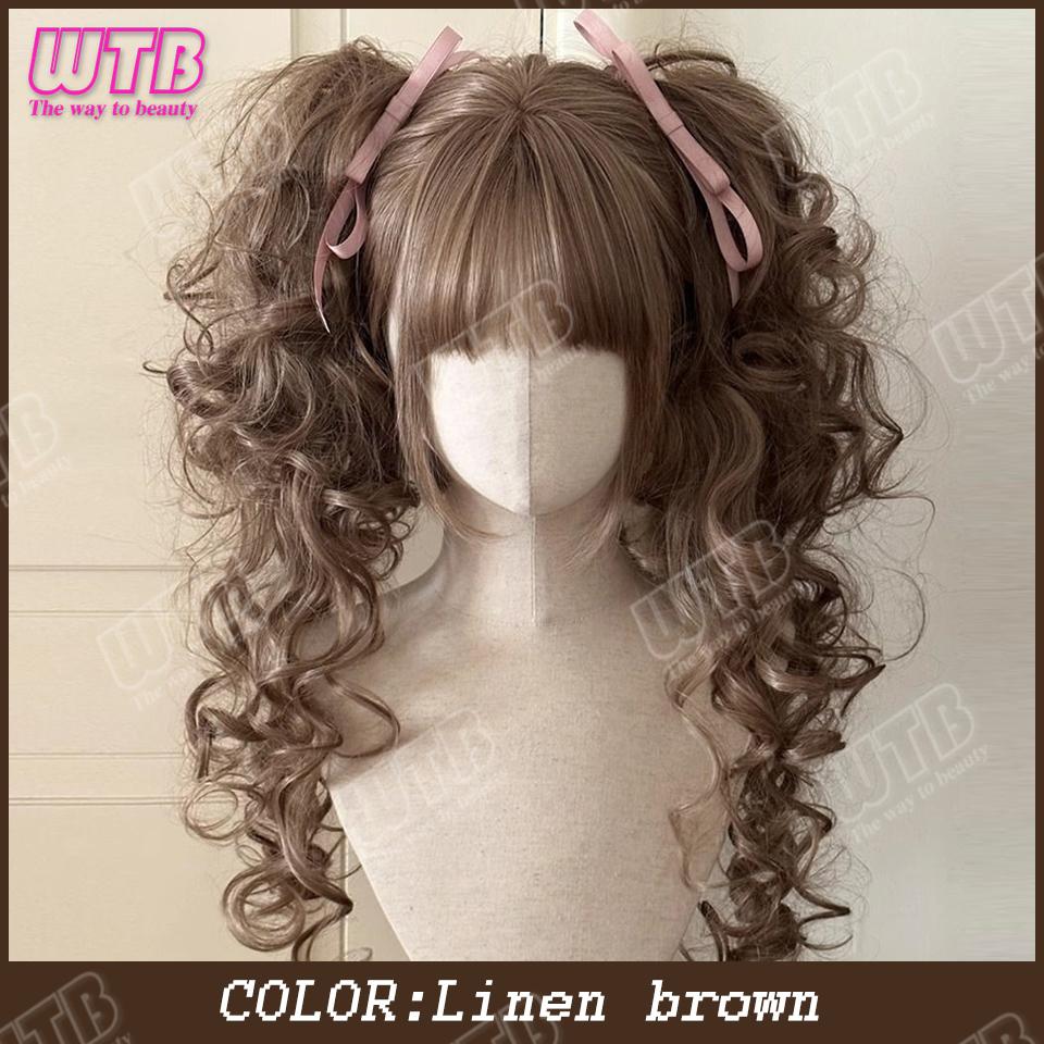 Double Ponytail Synthetic Wig For Women Lolita Clip-on Style Double Ponytail Wig Suitable For Role Playing Christmas Halloween