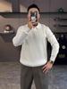 Polo Tricoté Style Européen & Américain pour Homme: Sweatshirt ajusté, manches longues, col à revers texturé