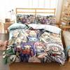 3D Anime Fairy Tail Bedding Set Bed Three-piece Set Duvet Cover Single Double Bed Queen Size Duvet Cover Set Adult Kid's Bedroom Tool