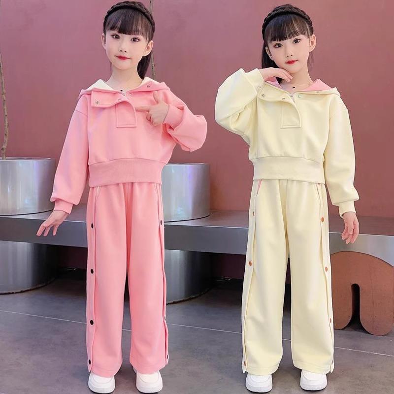 Hoodies Set Top & Pants 2-Piece Korean-style Trendy Hooded Sweatshirt for Autumn and Winter Girls' Outfits Girl Outfit Two Wear