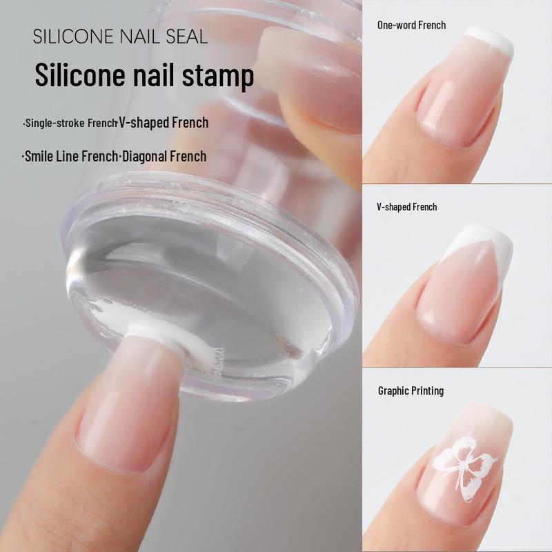 

Silicone French Manicure Double-Head Stamper & Scraper Set with Transparent Lid