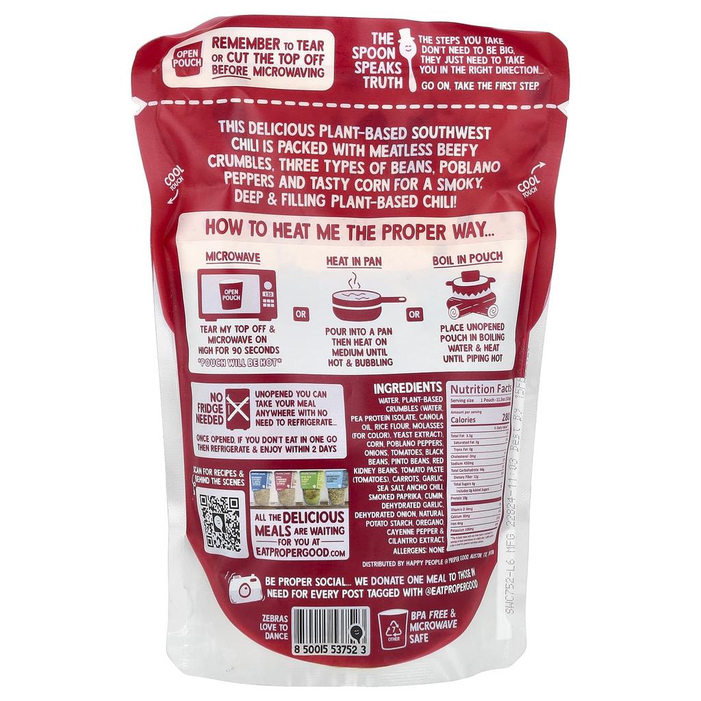 Proper Good, Southwest Chili, Plant-Based Beef and 326g (11.5oz)