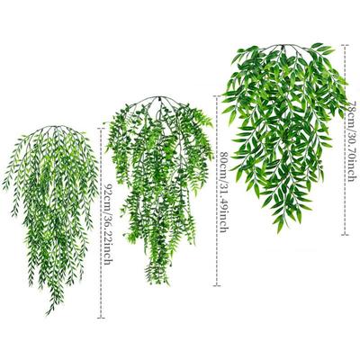 Creative Green Hanging Vine Plastic Persian Leaf Wall Hanging Vine Photo Props Fern Grass Artificial Greenery Plants Gift
